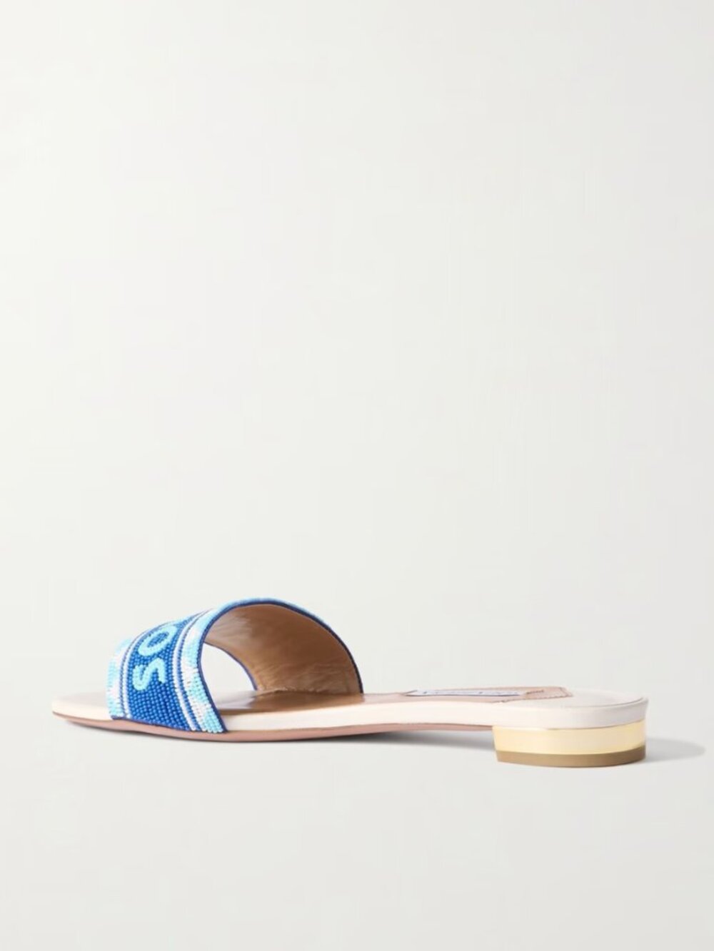 AQUAZZURA Mykonos beaded leather slides - Picture 2 of 8